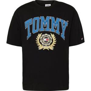 Tričko Tommy Jeans modrá / světle žlutá / černá