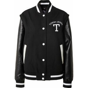Přechodná bunda Tommy Jeans černá / bílá