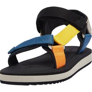 Sandály Pull&Bear modrá džínovina / žlutá / oranžová / černá