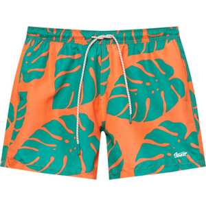 Plavecké šortky Pull&Bear smaragdová / oranžová