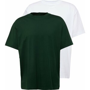 Tričko Weekday tmavě zelená / bílá