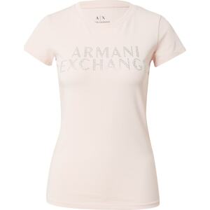 Tričko Armani Exchange pudrová / stříbrná