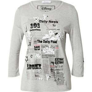Tričko 'Dalmatiner Daily Post' Princess GOES HOLLYWOOD šedý melír / černá / bílá