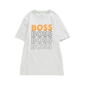 BOSS Kidswear Tričko šedý melír / oranžová / černá