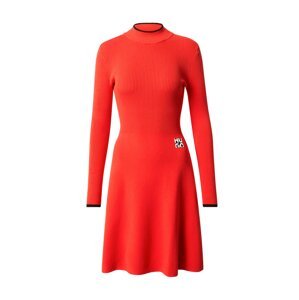 HUGO Úpletové šaty 'Sumerya' červená / černá / bílá