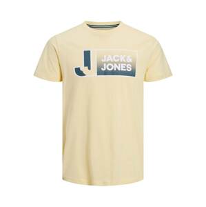 JACK & JONES Tričko 'LOGAN' světle žlutá / petrolejová / bílá