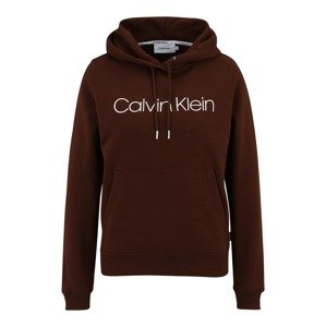 Calvin Klein Mikina tmavě hnědá / bílá