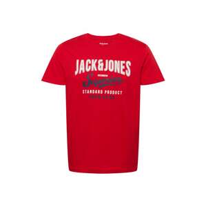 JACK & JONES Tričko tmavě modrá / ohnivá červená / bílá