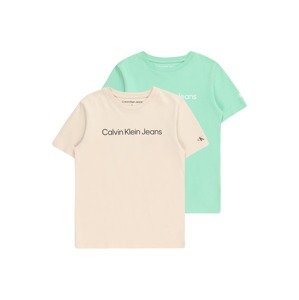 Calvin Klein Tričko béžová / světle zelená / černá / bílá
