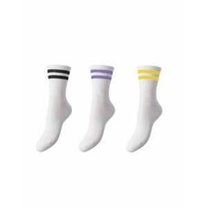 PIECES Ponožky  žlutá / fialová / černá / bílá