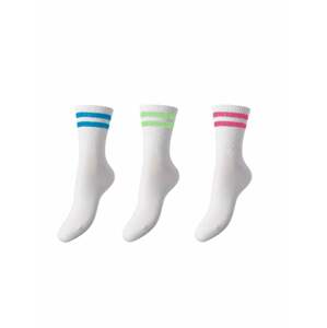 PIECES Ponožky  modrá / světle zelená / světle růžová / bílá