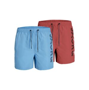 Jack & Jones Junior Plavecké šortky 'Fiji' námořnická modř / světlemodrá / korálová / bílá
