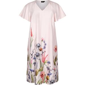 Zizzi Letní šaty 'MLURA' trávově zelená / fialová / pink / pastelově růžová