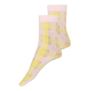 Swedish Stockings Ponožky 'Greta Tartan Socks Light Pink/Neon Yellow'  svítivě žlutá / pink