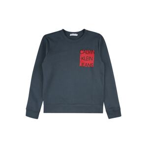 Calvin Klein Jeans Mikina  modrá / ohnivá červená / černá