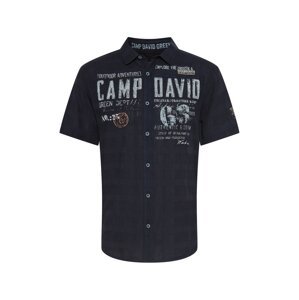 CAMP DAVID Košile  noční modrá / světle šedá / oranžová