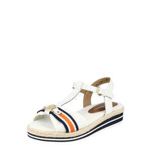 TOM TAILOR Páskové sandály  bílá / námořnická modř / oranžová