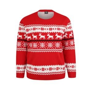 Urban Classics Curvy Svetr 'Norwegian Christmas Sweater'  červená / bílá