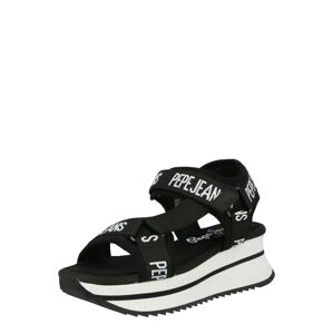 Pepe Jeans Páskové sandály 'FUJI'  černá / bílá