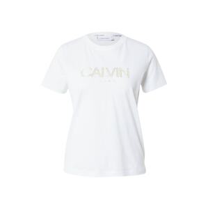 Calvin Klein Tričko  bílá / stříbrná / žlutá