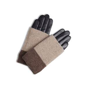 MARKBERG Prstové rukavice  černá / světle hnědá / hnědá