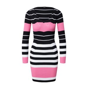GUESS Úpletové šaty  pink / černá / bílá