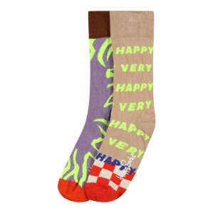 Happy Socks Ponožky  světle hnědá / světle fialová / světle červená / svítivě zelená / bílá