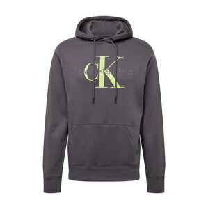 Calvin Klein Jeans Mikina 'Monogram'  svítivě zelená / tmavě šedá