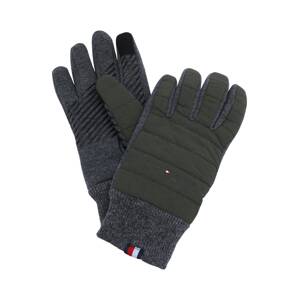 TOMMY HILFIGER Prstové rukavice  šedý melír / tmavě zelená / bílá / námořnická modř / červená