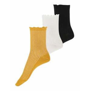 VERO MODA Ponožky 'VMMAGIC GLITTER SOCKS'  zlatě žlutá / černá / bílá