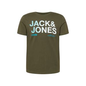 JACK & JONES Tričko  tyrkysová / khaki / bílá