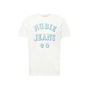 Nudie Jeans Co T-Shirt 'Roy'  bílá / nebeská modř