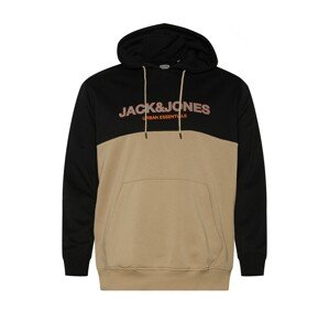 Jack & Jones Plus Mikina  hnědá / černá / oranžová