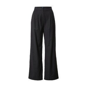 Gina Tricot Kalhoty se sklady v pase 'Farah'  černá / stříbrná