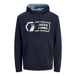 Jack & Jones Plus Mikina  námořnická modř / světlemodrá / bílá