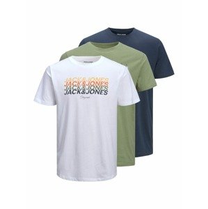 Jack & Jones Plus Tričko  zelená / modrá / bílá / oranžová