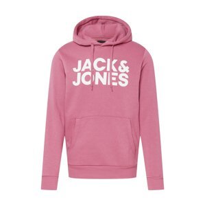 JACK & JONES Mikina  světle růžová / bílá