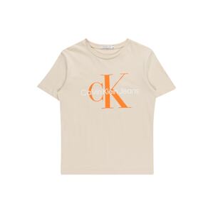 Calvin Klein Jeans Tričko  oranžová / bílá / barva vaječné skořápky