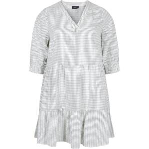 Zizzi Letní šaty  šedá / bílá / barva bílé vlny