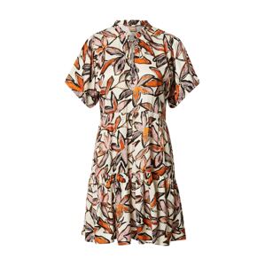 BOSS Orange Košilové šaty 'Decentino'  krémová / hnědá / tmavě oranžová / světle růžová / černá