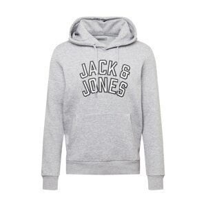 JACK & JONES Mikina  černá / šedý melír / bílá