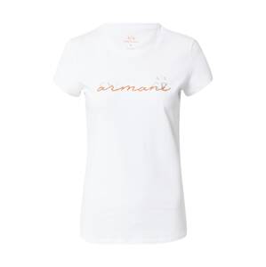 ARMANI EXCHANGE Tričko  bílá / jasně oranžová / stříbrná