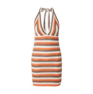 NEON & NYLON Úpletové šaty 'BEACHIE'  režná / hnědá / oranžová
