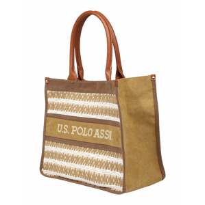 U.S. POLO ASSN. Nákupní taška 'El Dorado'  světle hnědá / bílá / béžová