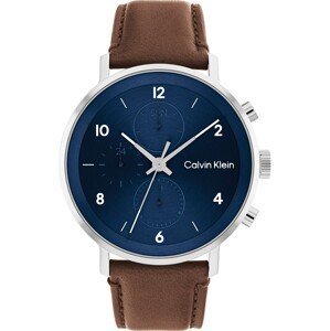 Calvin Klein Analogové hodinky  stříbrná / hnědá / modrá