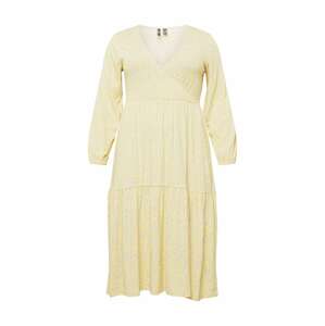 Vero Moda Curve Šaty 'EMILIE'  pastelově žlutá / bílá