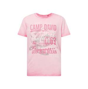 CAMP DAVID Tričko  šedá / pink / světle růžová / offwhite