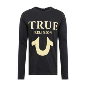 True Religion Tričko  černá / pastelově žlutá