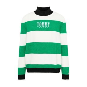 Tommy Jeans Svetr  bílá / černá / trávově zelená