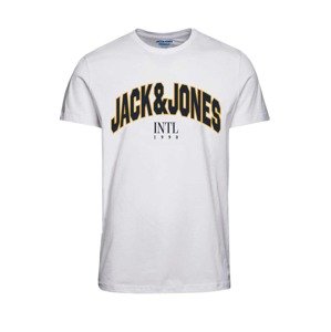 JACK & JONES Tričko 'CIRCLE' námořnická modř / žlutá / bílá